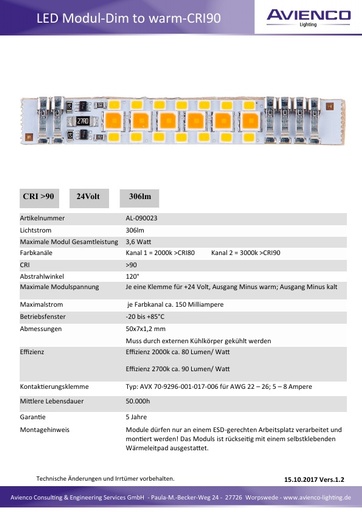 LED Modul  Dimm to warm CRI 90 Vers 1 2